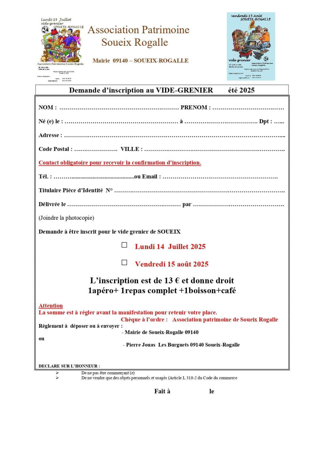 VIDE GRENIER 14 JUILLET 2025