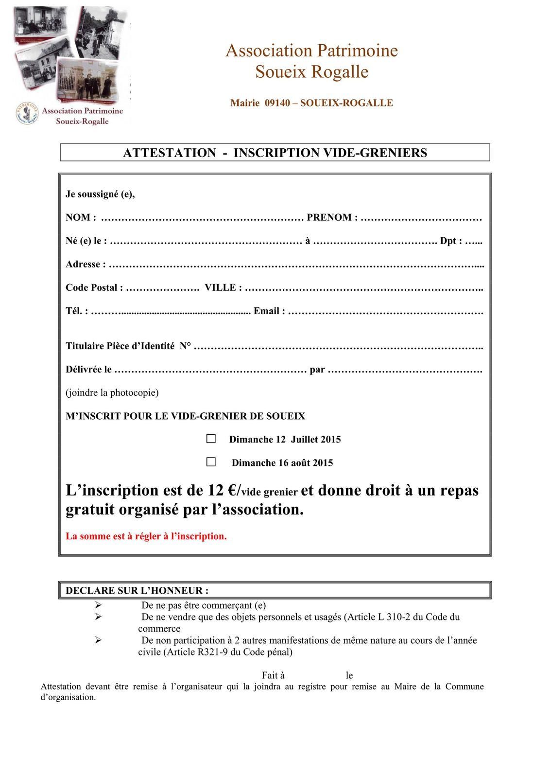 Vide grenier 12 Juillet 2015