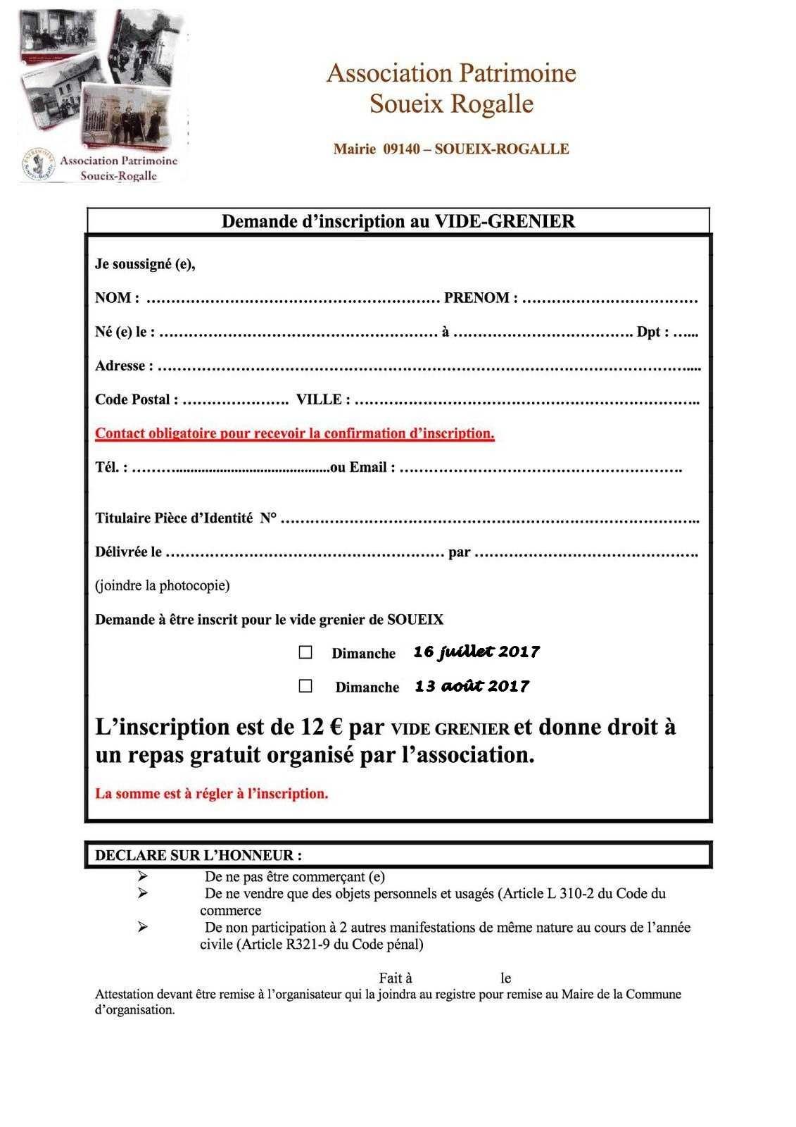 Vide grenier Dimanche 13 août